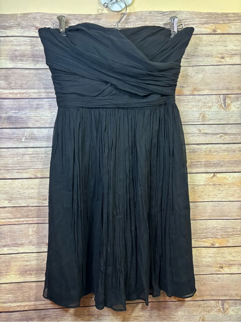 J.Crew  100% Silk Black Crepe Steapless Dress Mini Size 4 Petite